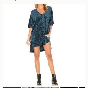Free People Jewel Velvet Blue Shirt Dress Sz XS